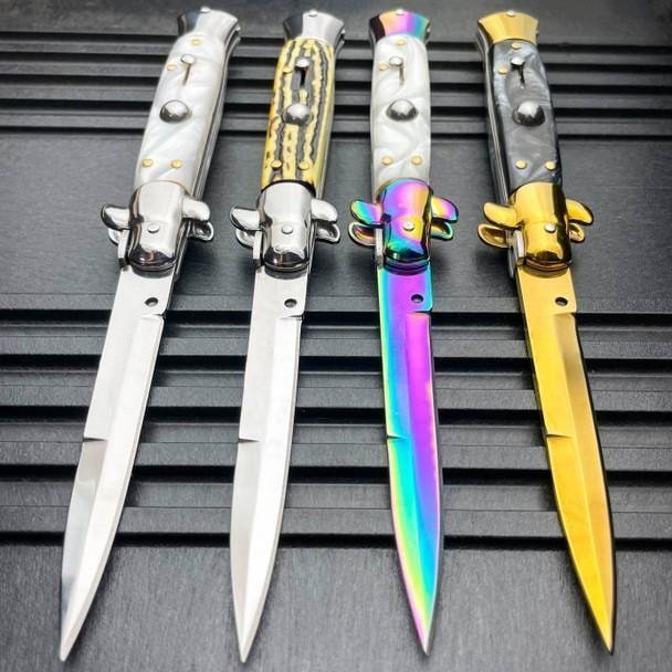 8.75 Italian Stiletto Switch Blade Auto Pocket Kni